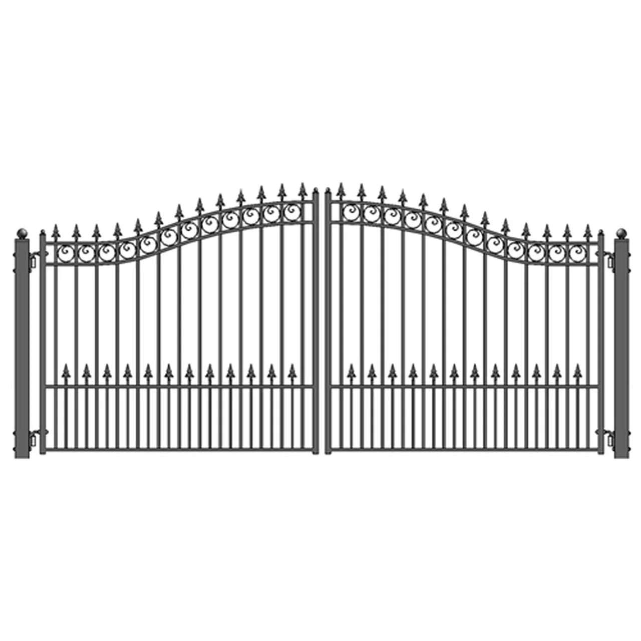 Aleko Steel Dual Swing Driveway Gate - PRAGUE Style - 14 x