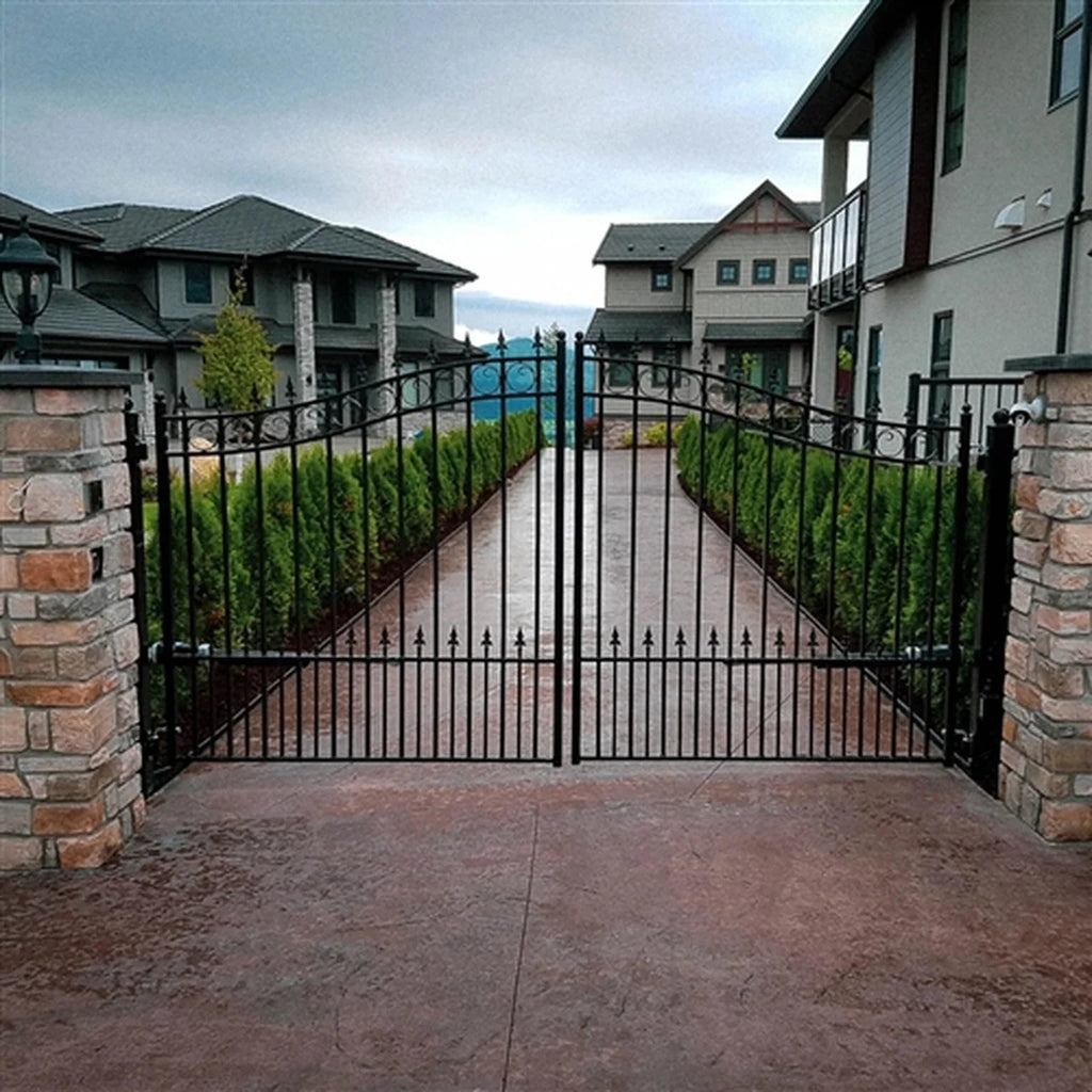 Aleko Steel Dual Swing Driveway Gate - PRAGUE Style - 14 x