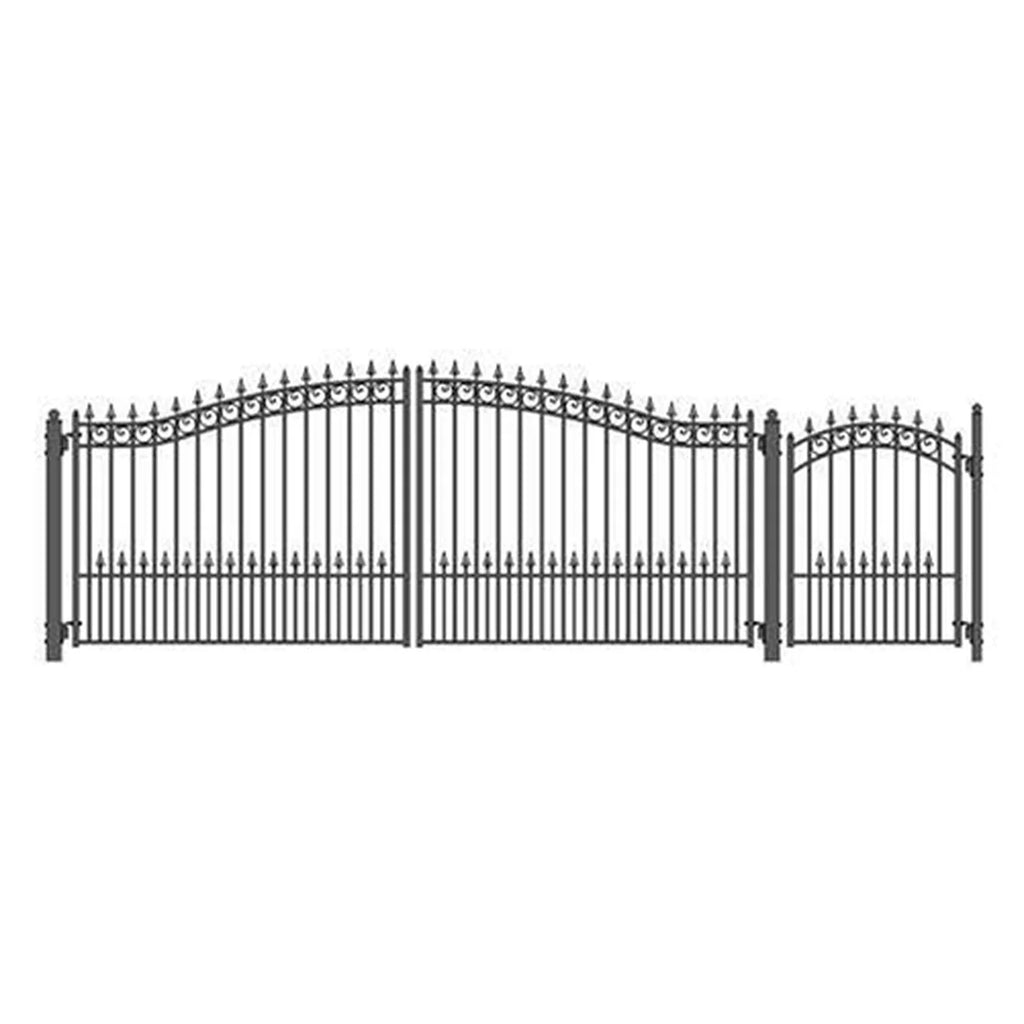 Aleko Steel Dual Swing Driveway Gate - PRAGUE Style - 16 ft