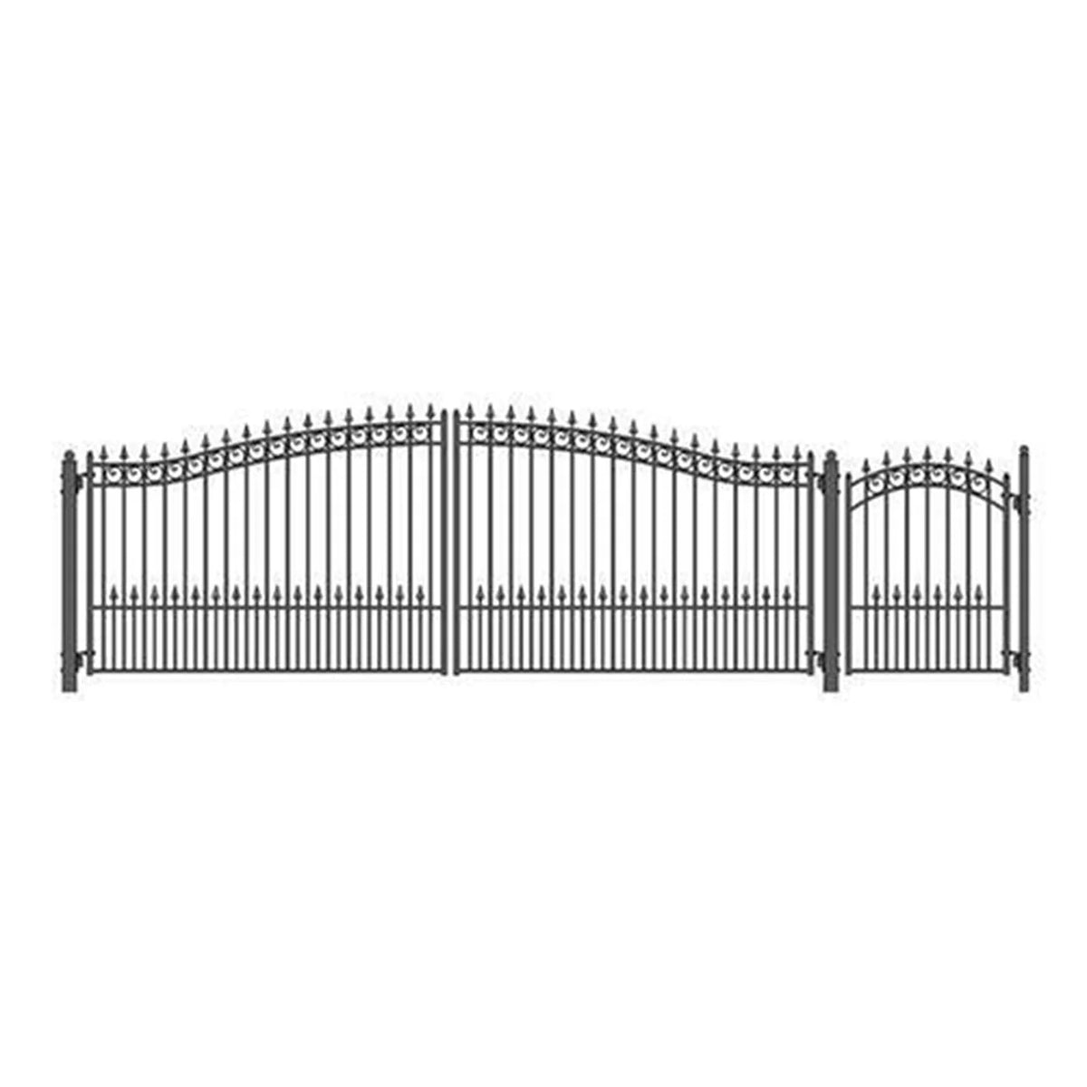 Aleko Steel Dual Swing Driveway Gate - PRAGUE Style - 18 ft