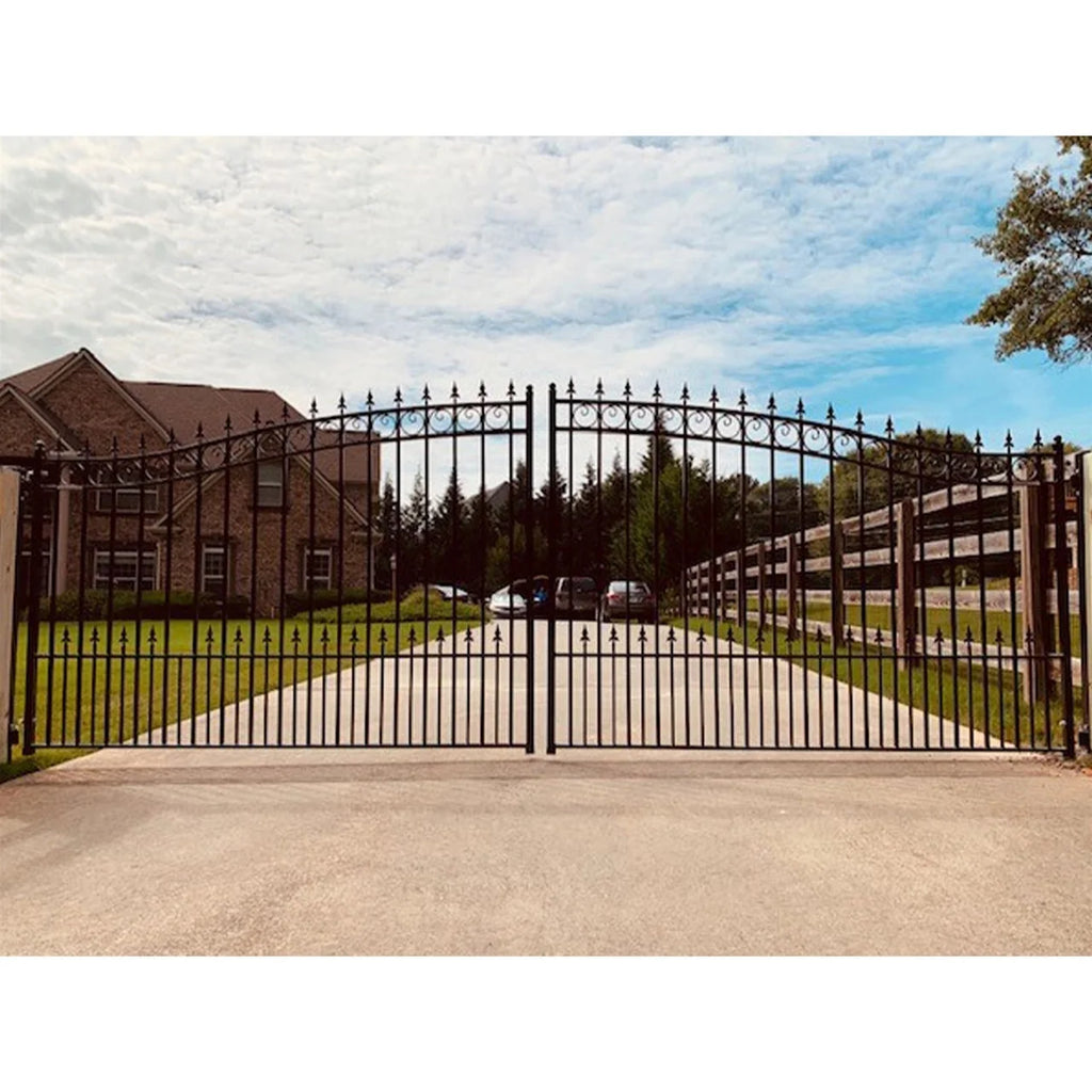Aleko Steel Dual Swing Driveway Gate - PRAGUE Style - 18 x