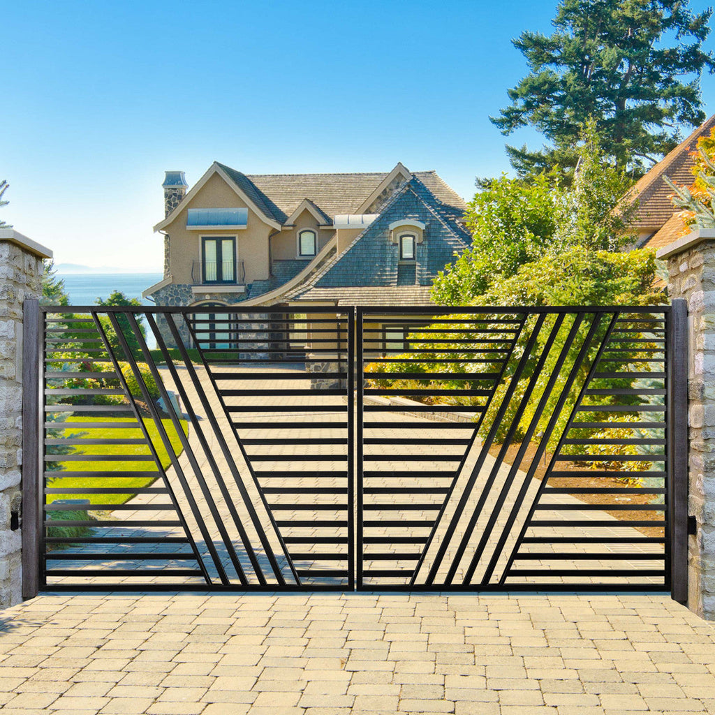 Aleko Steel Dual Swing Driveway Gate - Sofia Style - 14 x 6
