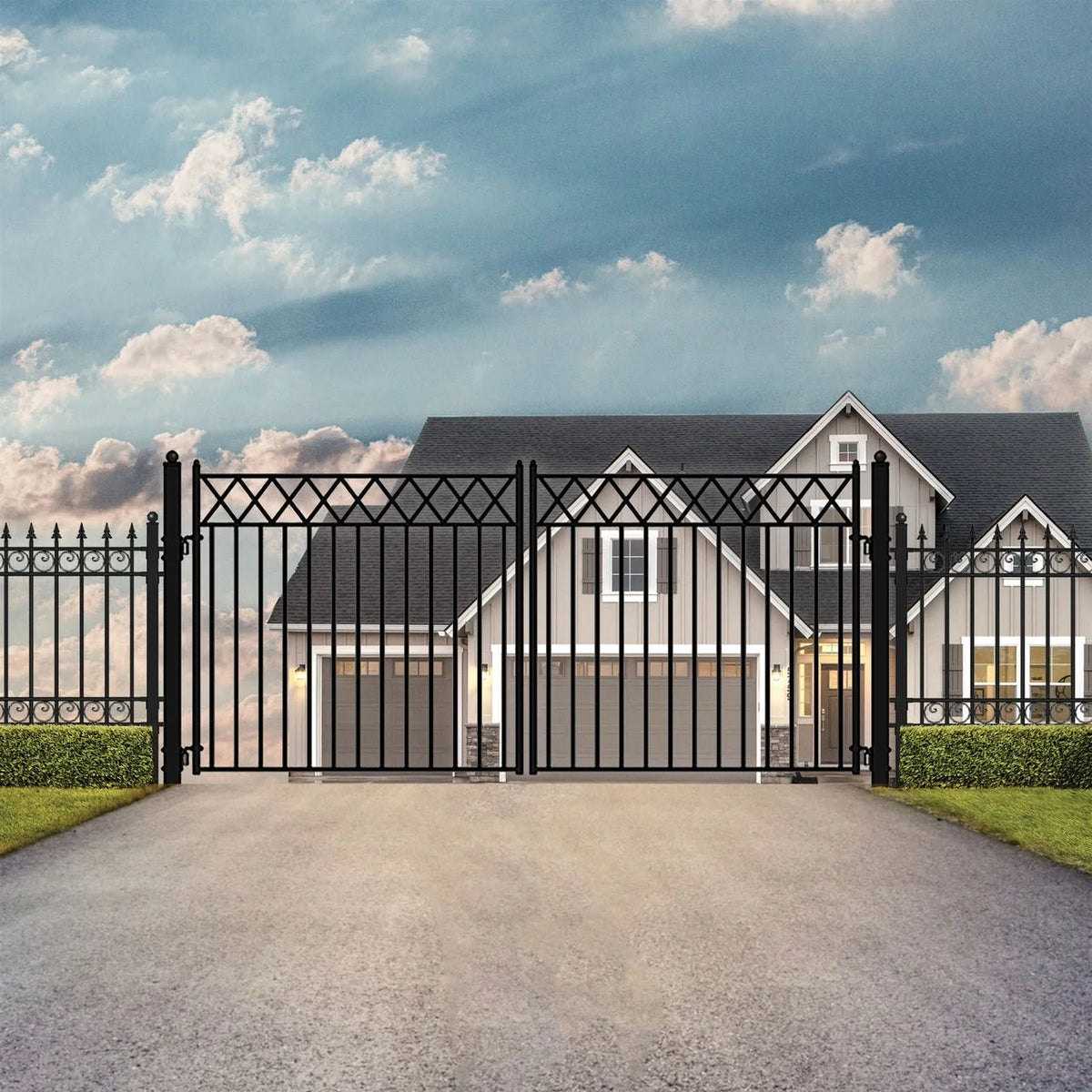 Aleko Steel Dual Swing Driveway Gate - STOCKHOLM Style - 18