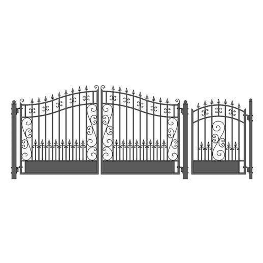 Aleko Steel Dual Swing Driveway Gate - VENICE Style - 12 ft