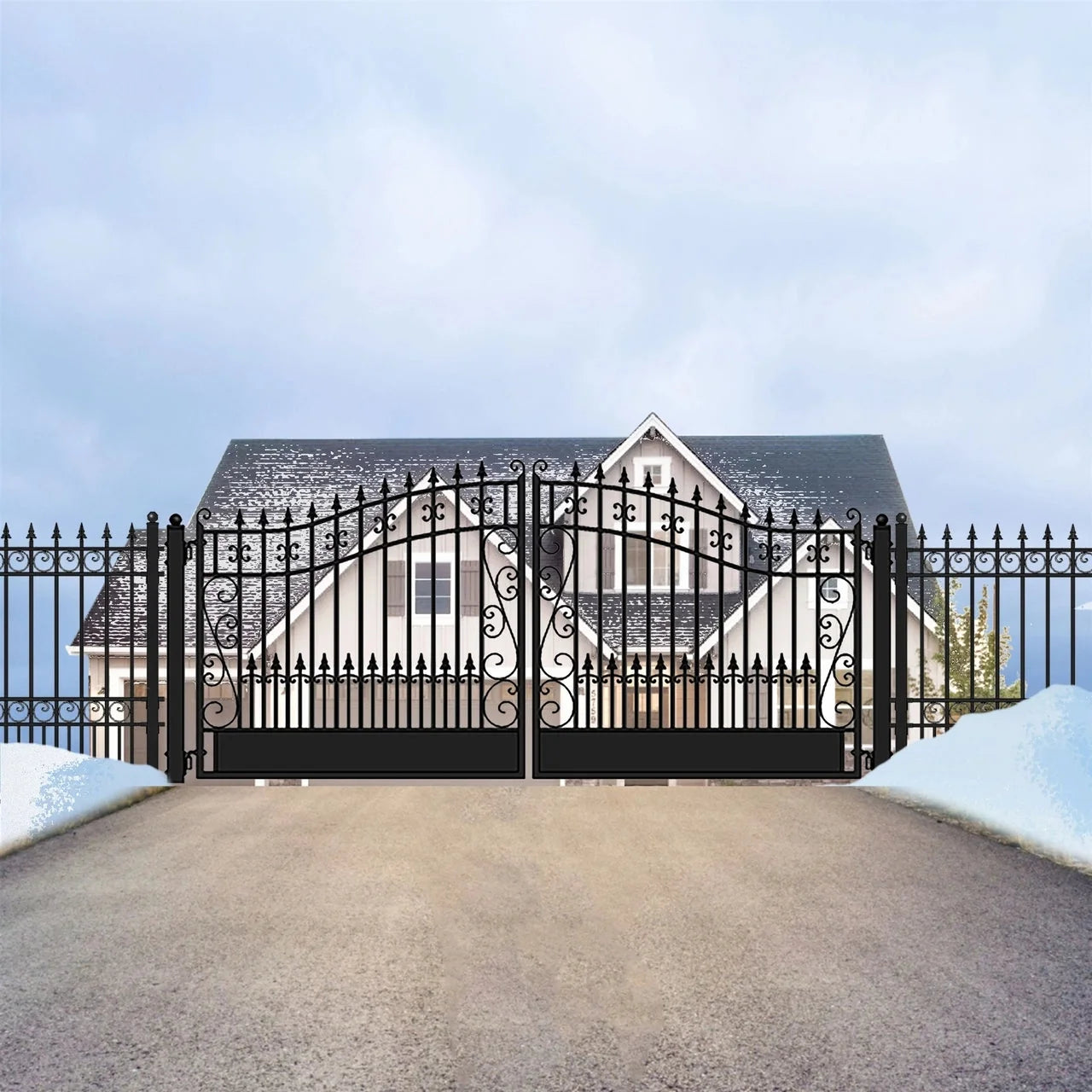Aleko Steel Dual Swing Driveway Gate - VENICE Style - 14 x