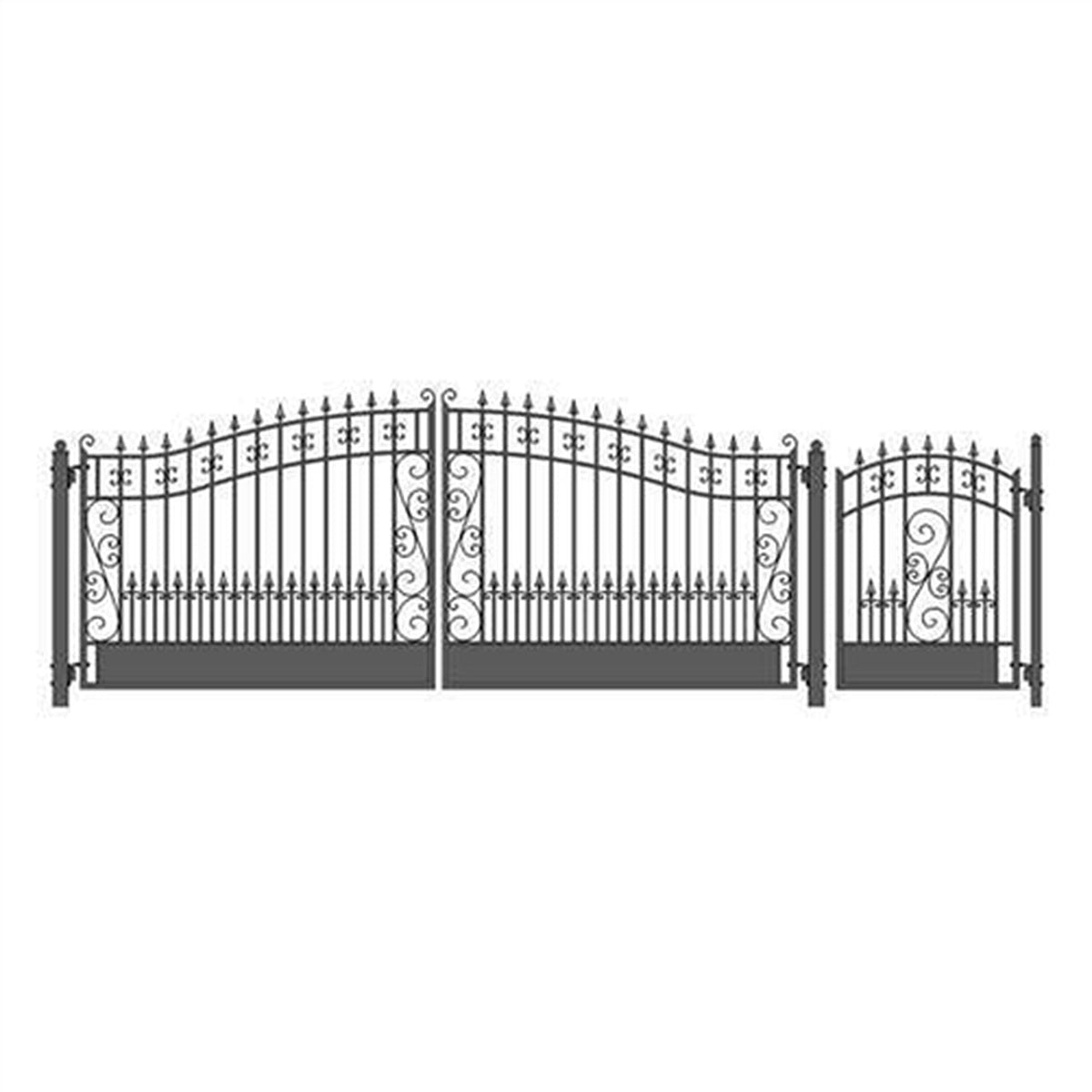 Aleko Steel Dual Swing Driveway Gate - VENICE Style - 16 ft
