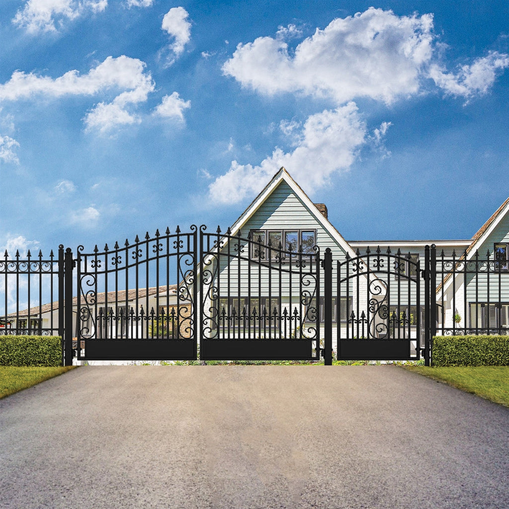 Aleko Steel Dual Swing Driveway Gate - VENICE Style - 16 ft