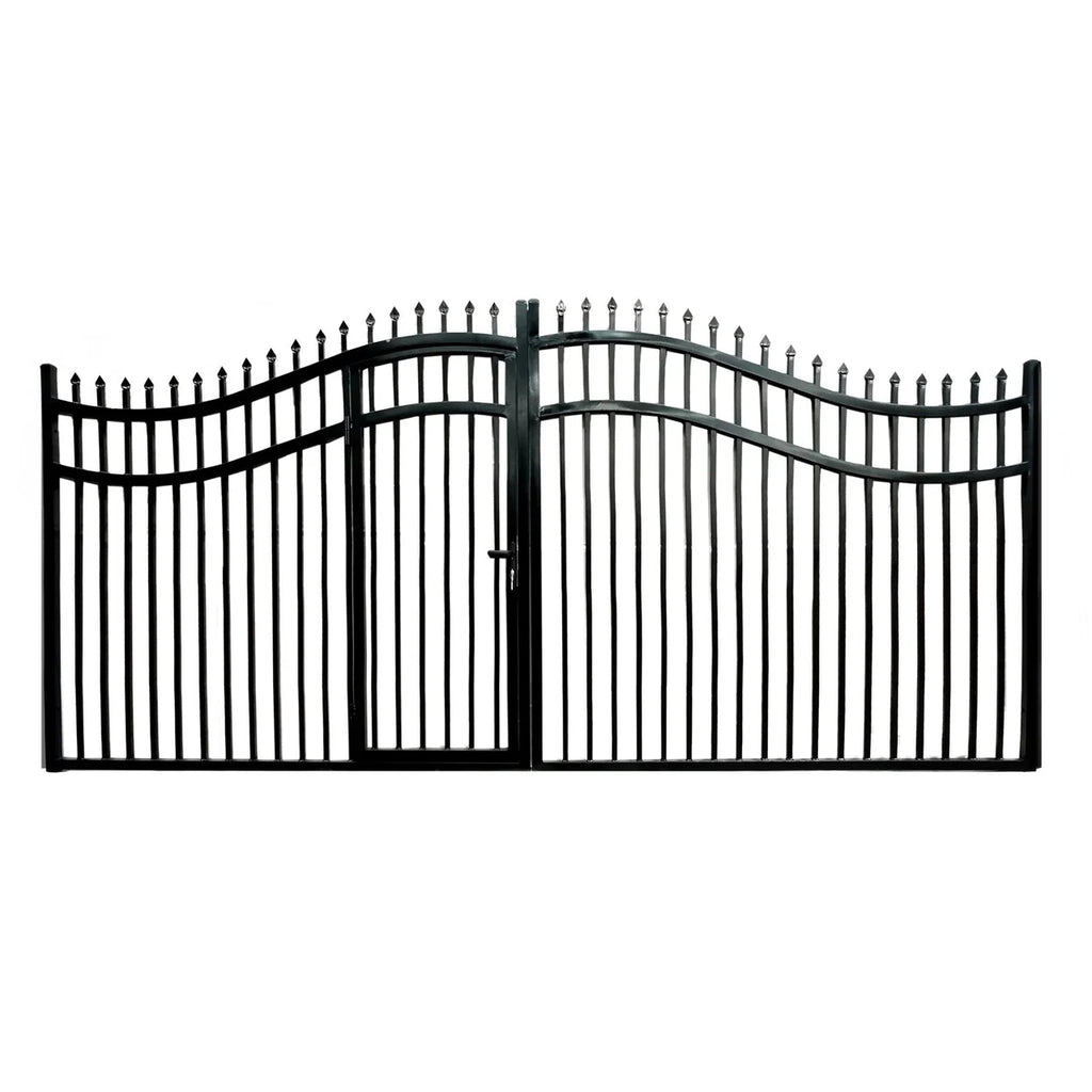 Aleko Steel Dual Swing Driveway Gate with Built-In