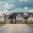 Aleko Steel Dual Swing Driveway Gate with Built-In