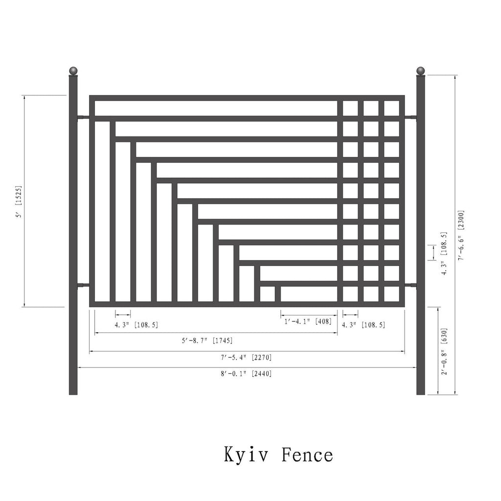 Aleko Steel Fence – Kyiv Style – 8x5 ft. - FENCEKYIV-AP