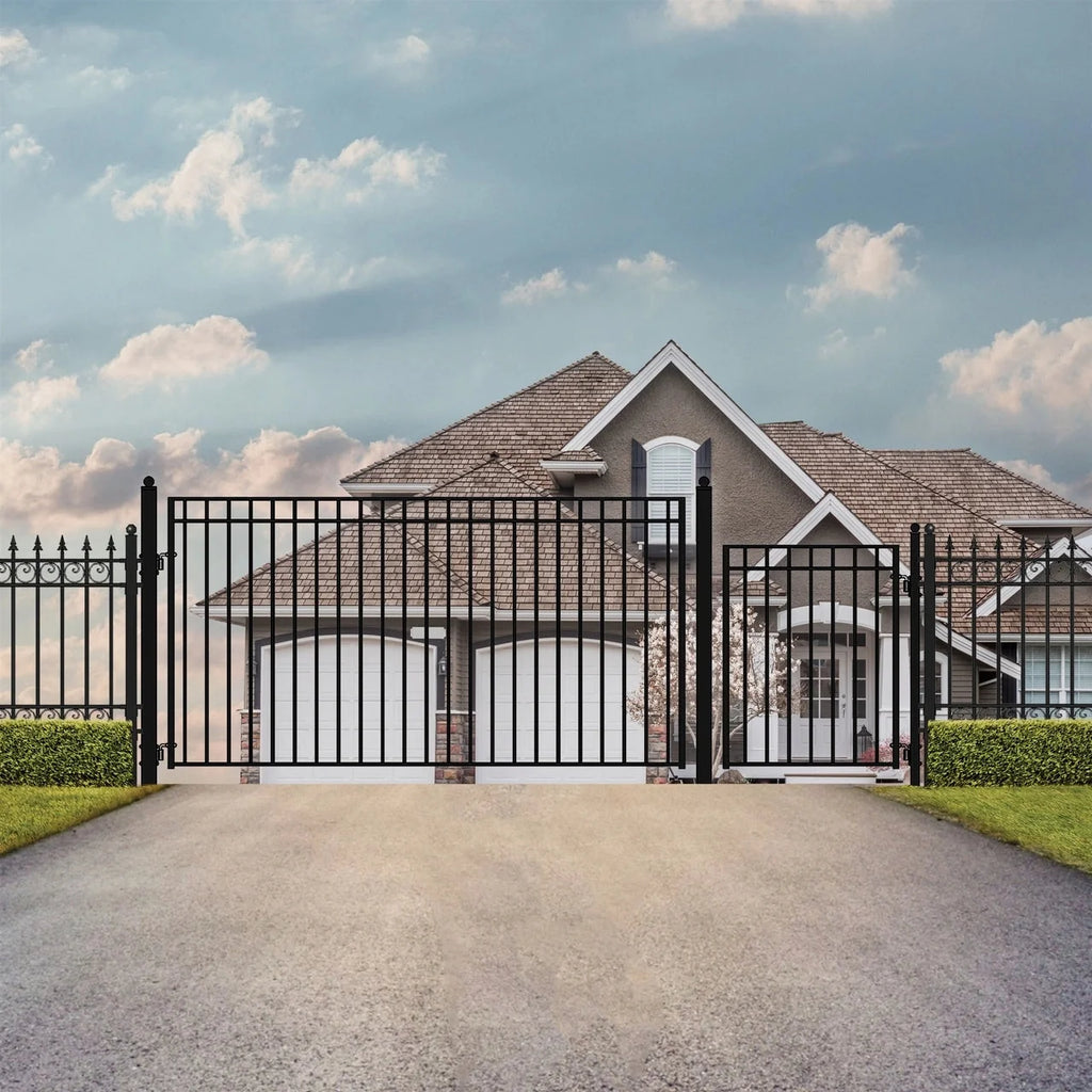 Aleko Steel Single Swing Driveway Gate - MADRID Style - 12