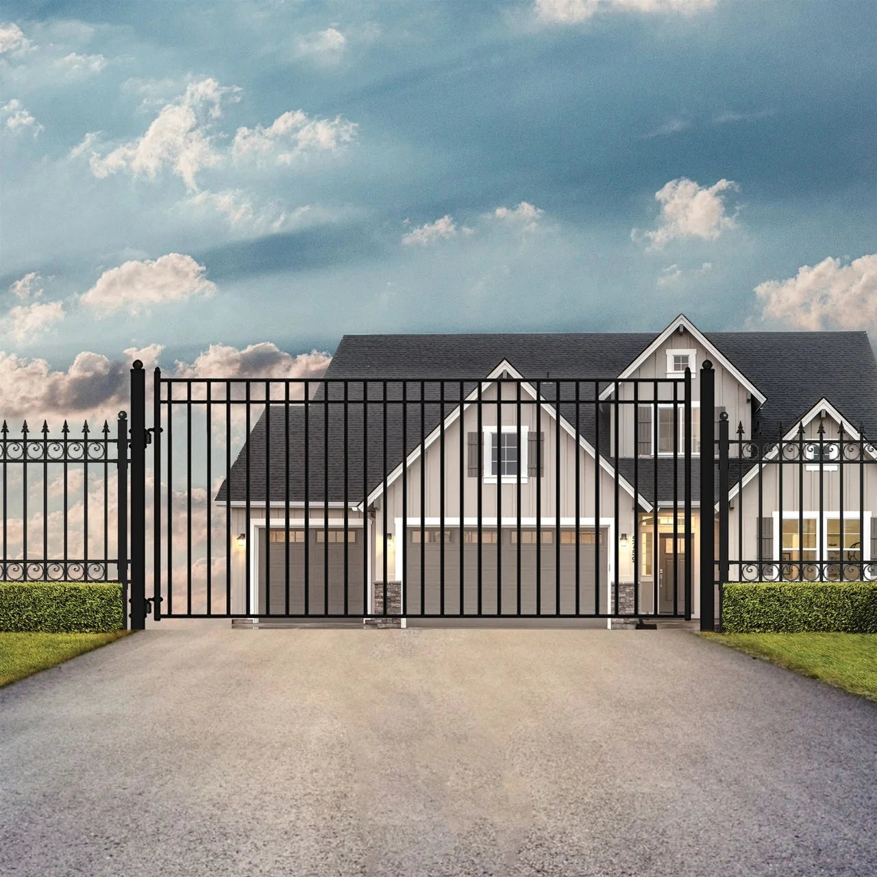 Aleko Steel Single Swing Driveway Gate - MADRID Style - 18