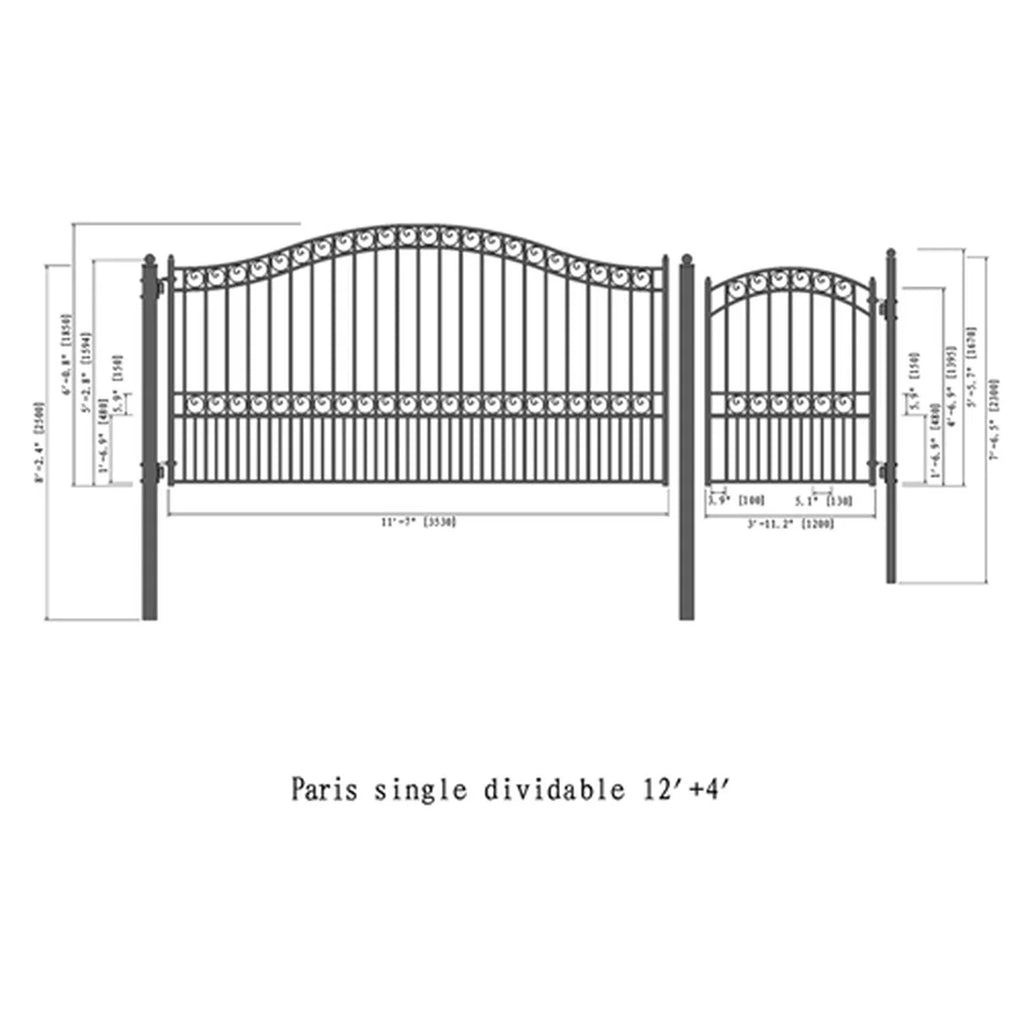 Aleko Steel Single Swing Driveway Gate - PARIS Style - 12