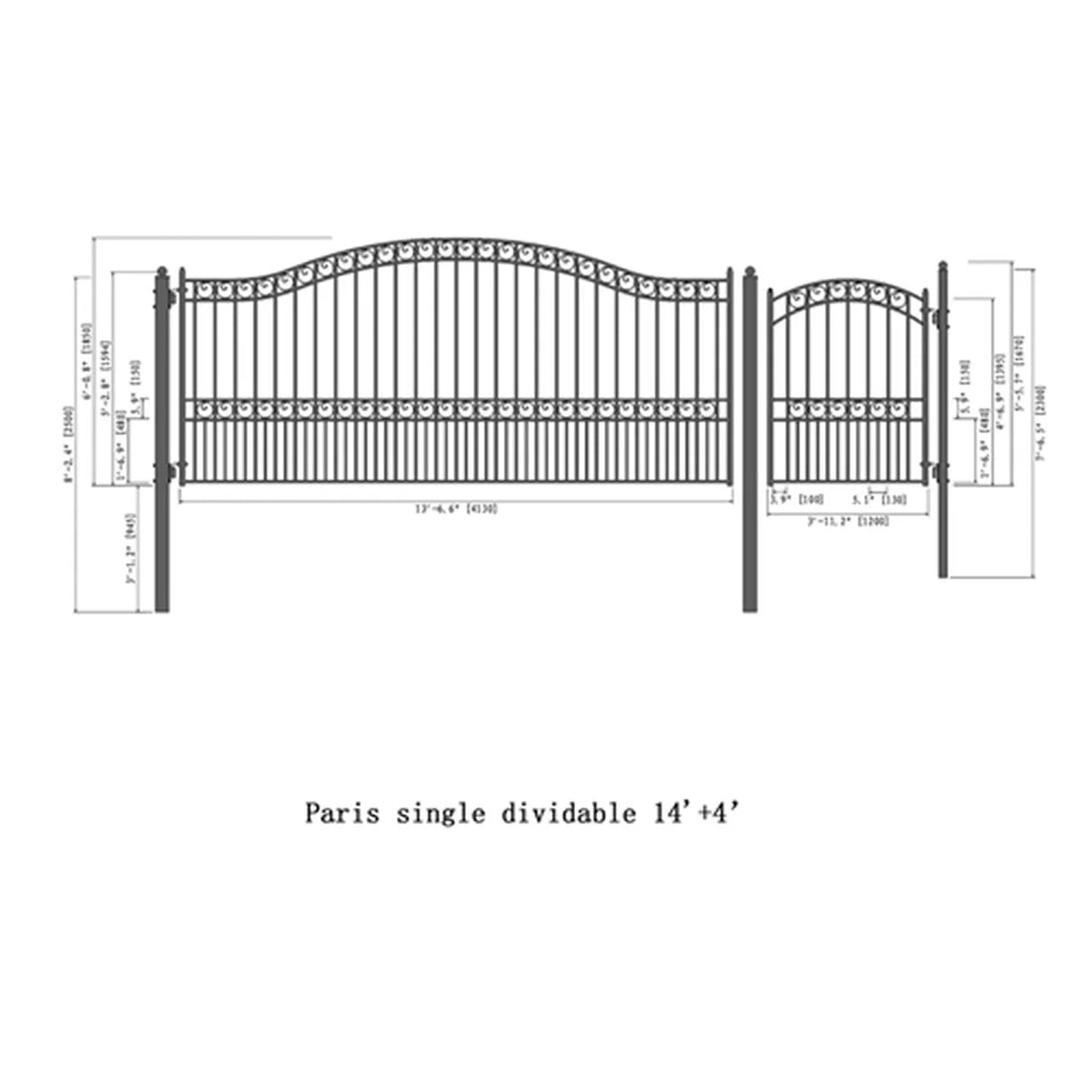 Aleko Steel Single Swing Driveway Gate - PARIS Style - 14