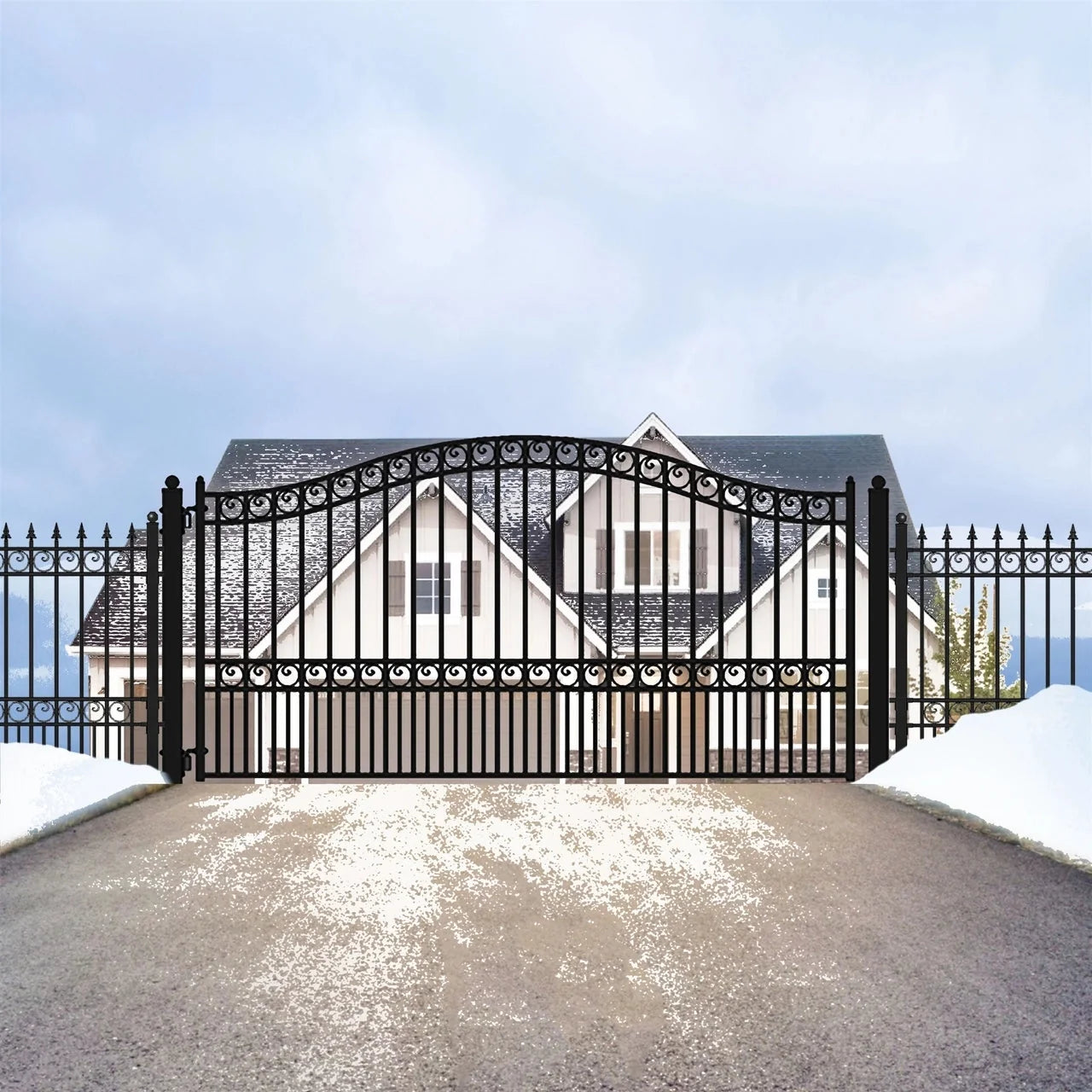 Aleko Steel Single Swing Driveway Gate - PARIS Style - 14 x