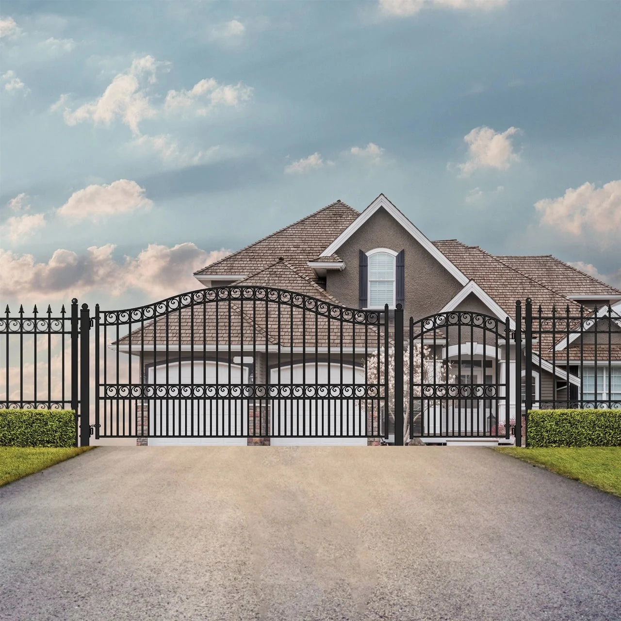 Aleko Steel Single Swing Driveway Gate - PARIS Style - 18