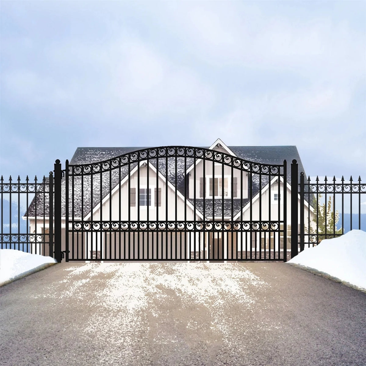 Aleko Steel Single Swing Driveway Gate - PARIS Style - 18 x