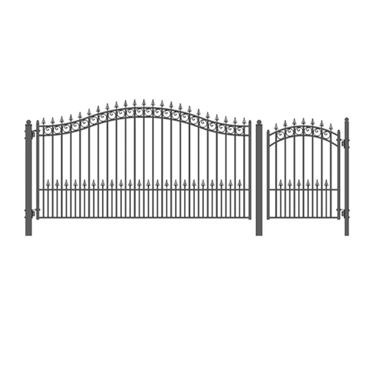Aleko Steel Single Swing Driveway Gate - PRAGUE Style - 12