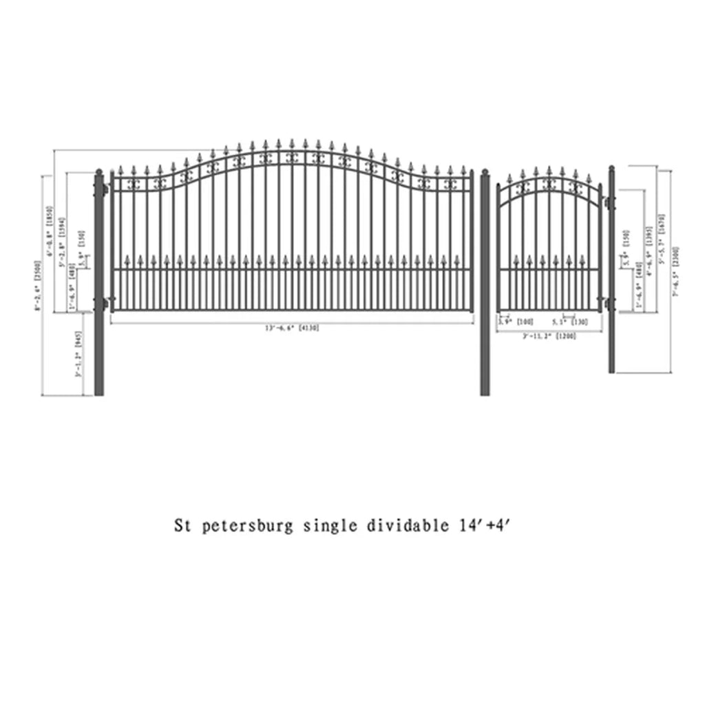 Aleko Steel Single Swing Driveway Gate - ST.PETERSBURG