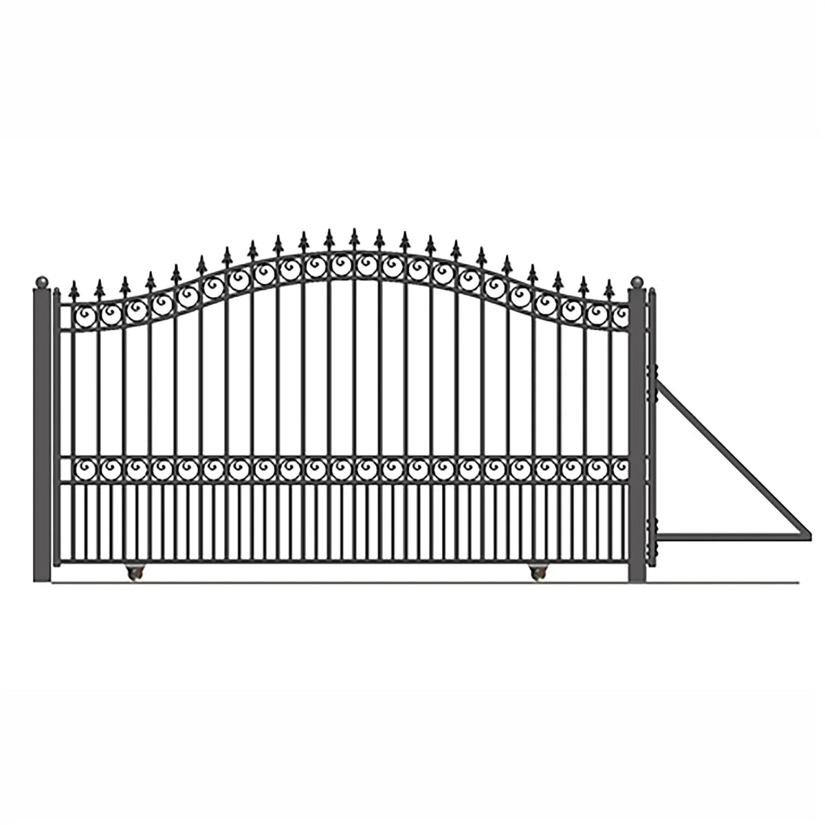 Aleko Steel Sliding Driveway Gate - 12 ft with Pedestrian