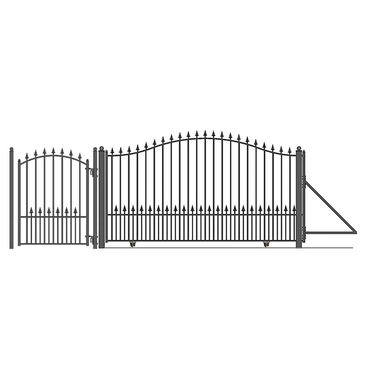 Aleko Steel Sliding Driveway Gate - 12 ft with Pedestrian