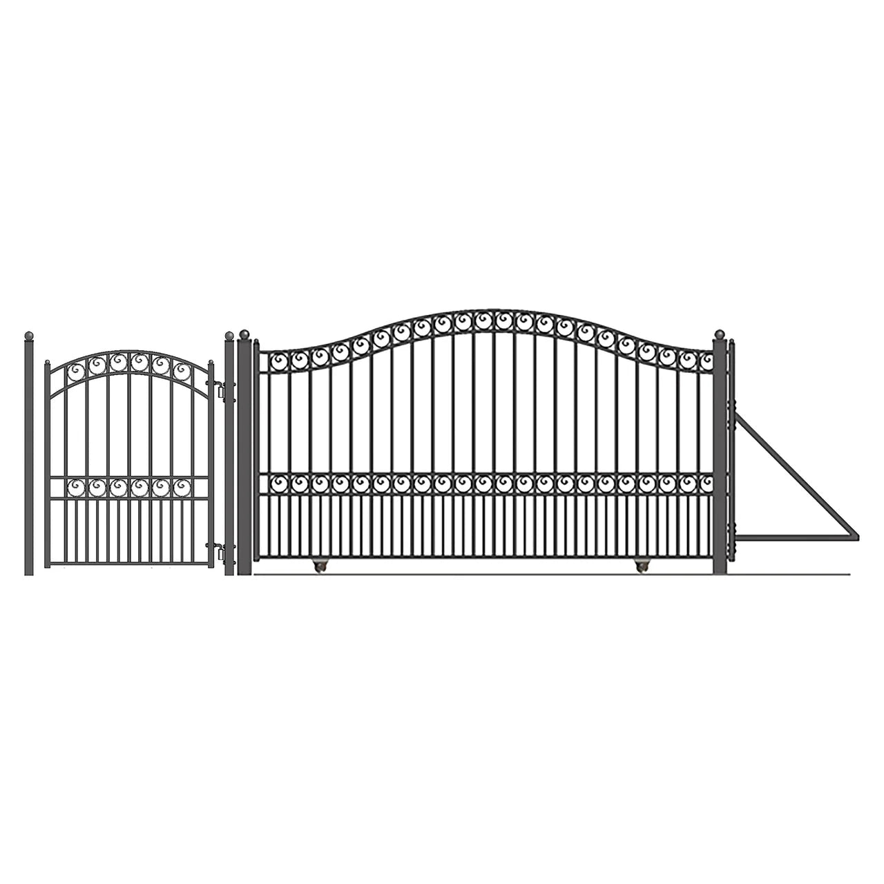 Aleko Steel Sliding Driveway Gate - 14 ft with Pedestrian