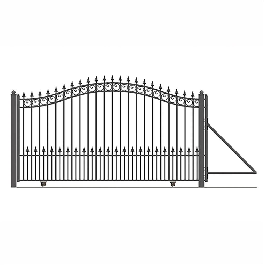 Aleko Steel Sliding Driveway Gate - 14 ft with Pedestrian