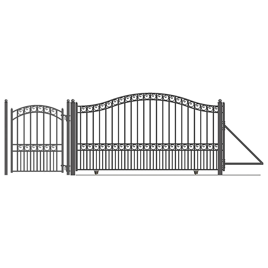 Aleko Steel Sliding Driveway Gate - 16 ft with Pedestrian