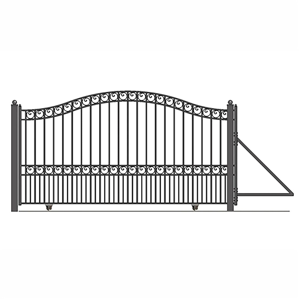 Aleko Steel Sliding Driveway Gate - 18 ft with Pedestrian