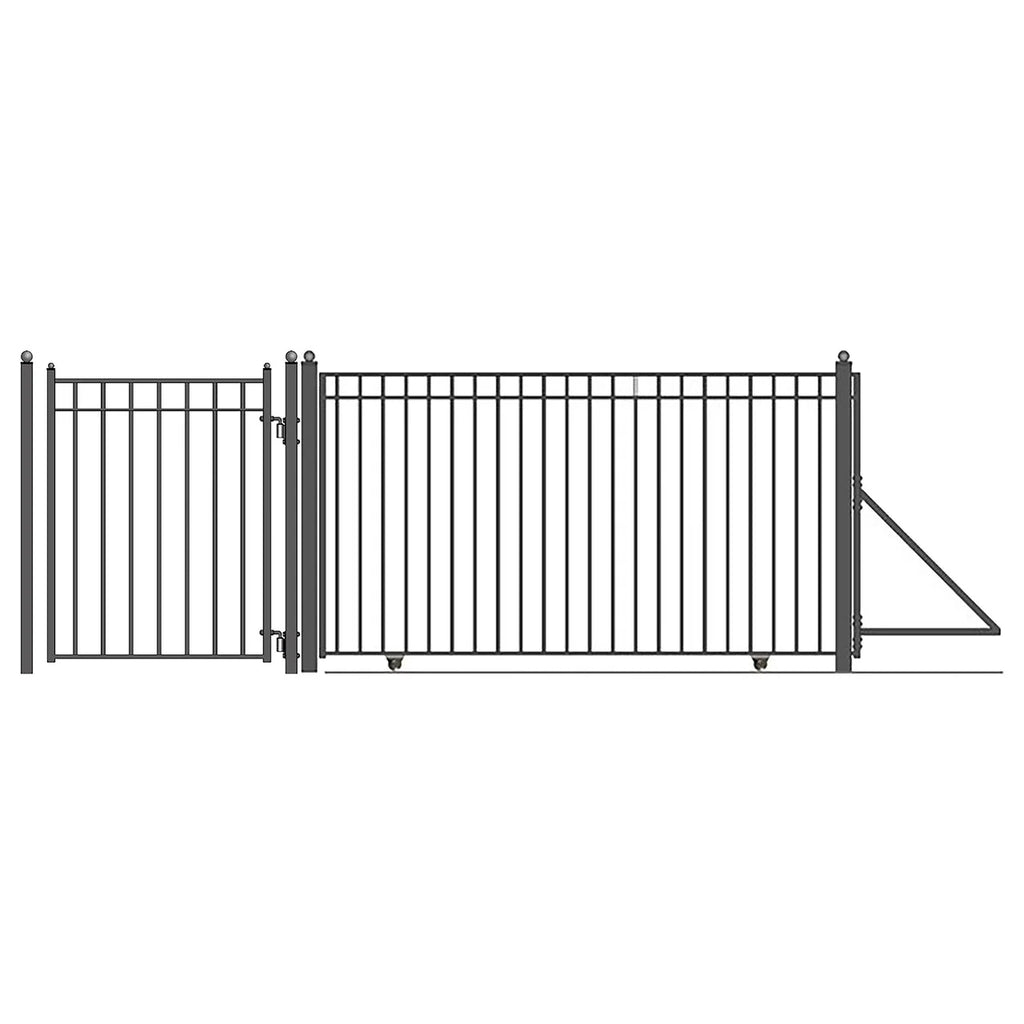 Aleko Steel Sliding Driveway Gate - 25 ft with Pedestrian