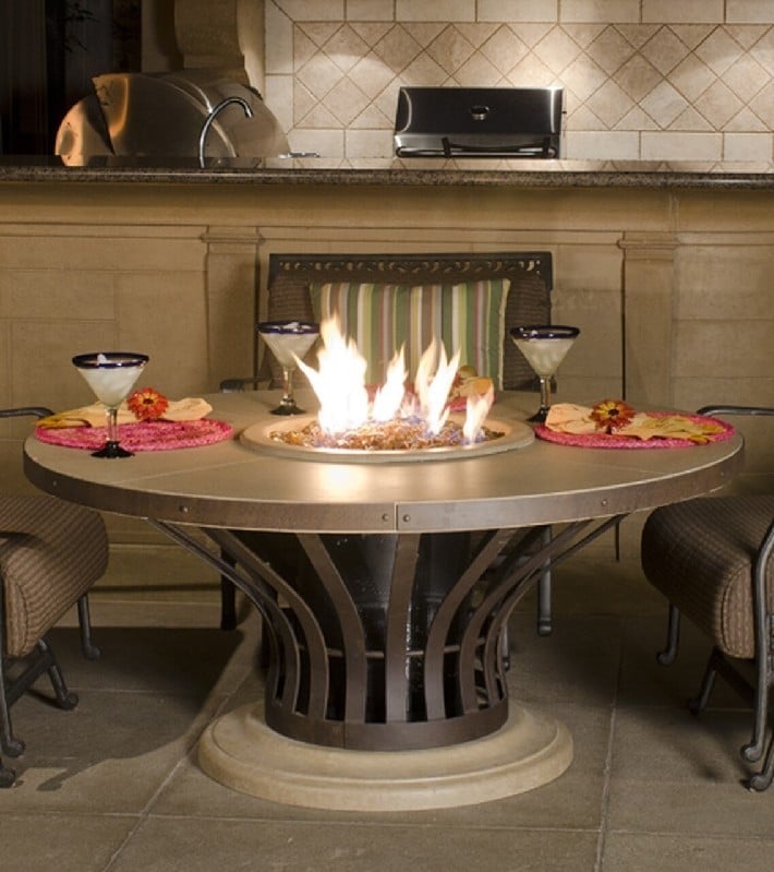 American Fyre 25" Fiesta Round Gas Firetable Black Lava Finish