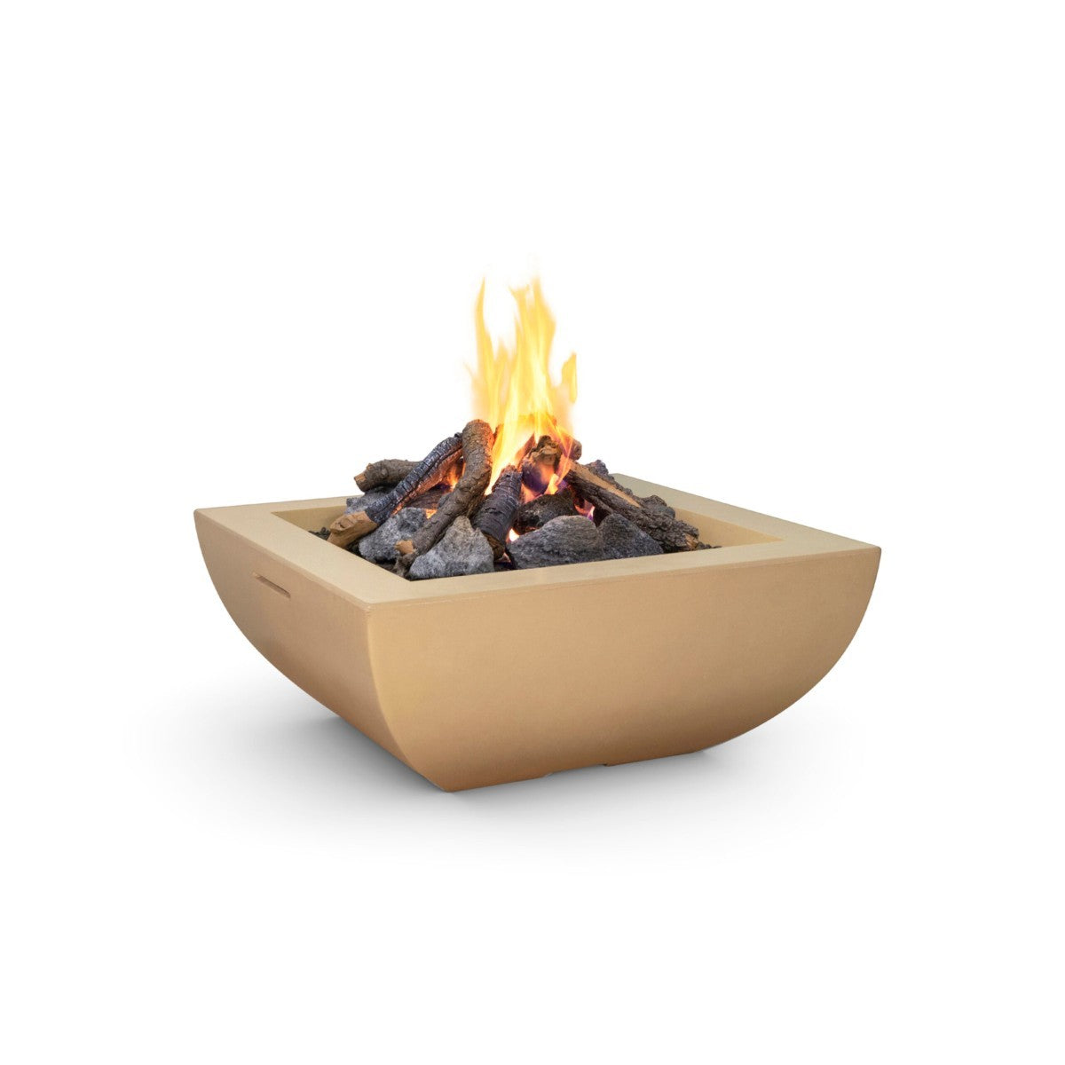 36-Inch Bordeaux Square Fire Bowl by American Fyre - White Concrete