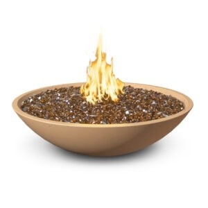 40-Inch Marseille Round Fire Bowl with Water Spout, Black Lava