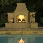 American Fyre 87-Inch Vented Free-Standing Grand Phoenix Fireplace Cafe Blanco