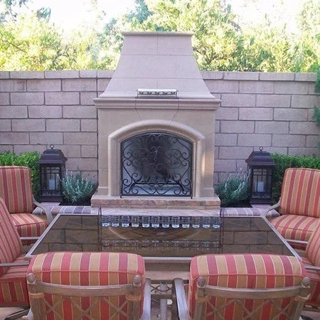 American Fyre Designs 87" Vented Free-Standing Outdoor Phoenix Fireplace with Hearth