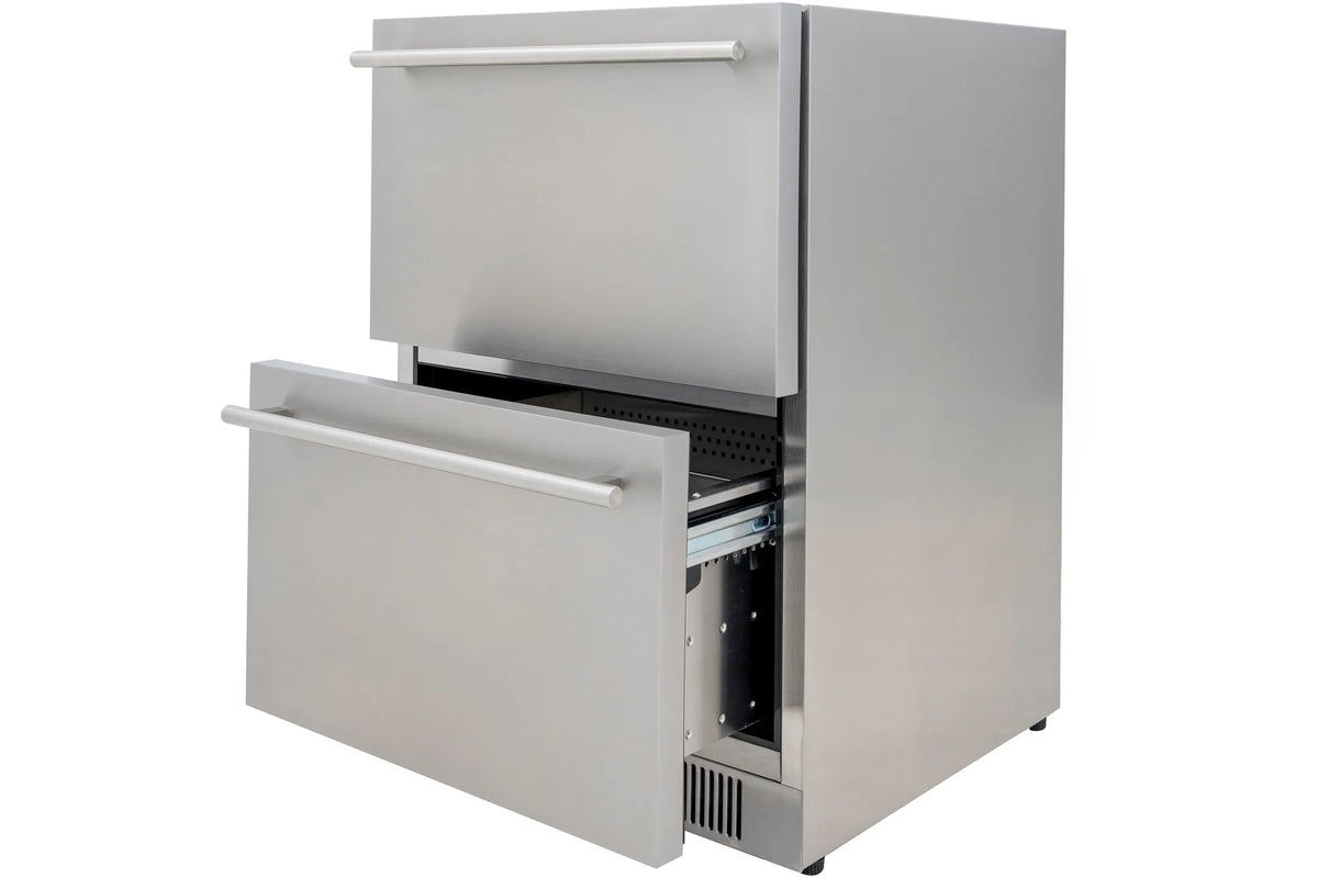 Blaze 24 Inch Built-In Double Drawer Outdoor Refrigerator