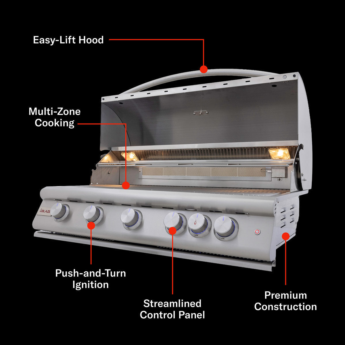 Blaze 40-Inch 5-Burner Premium LTE+ Gas Grill with Rear