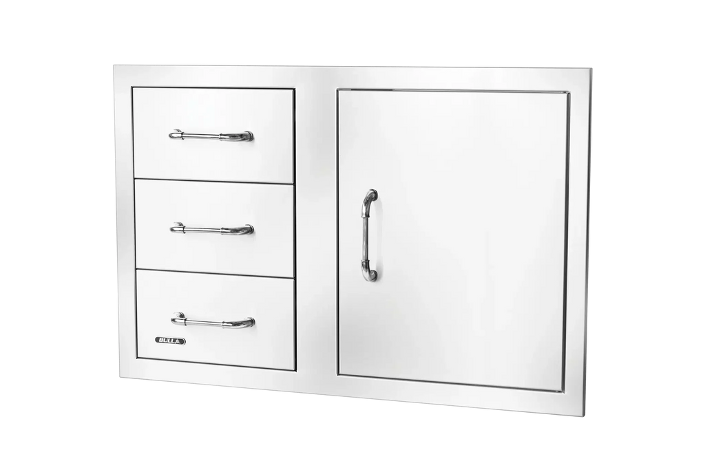 Bull 30″ Stainless Steel 3 Drawer Door Combo with Reveal