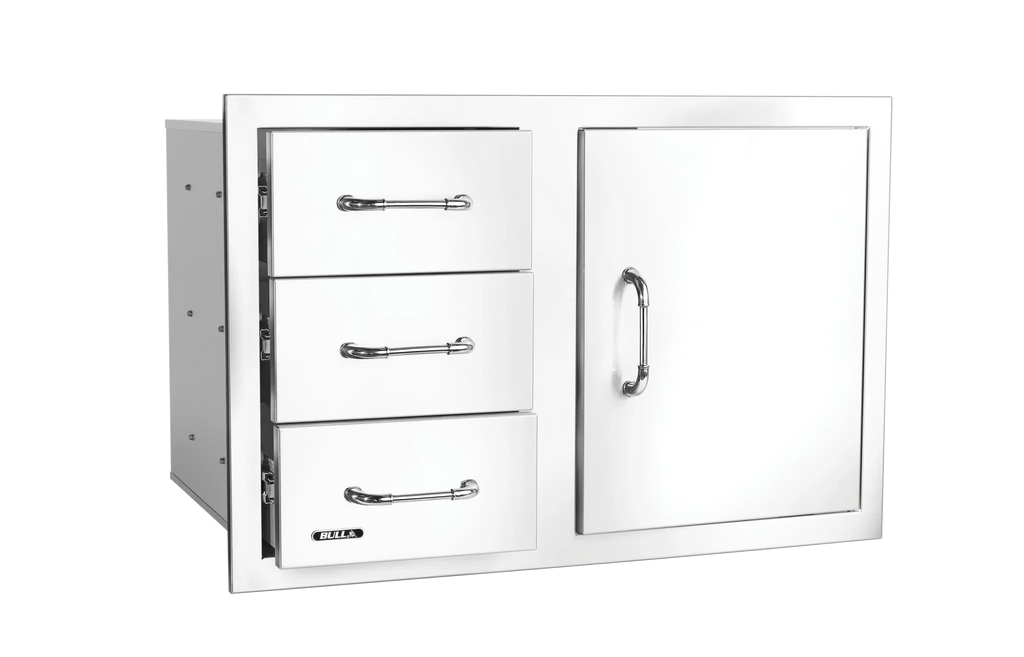 Bull 30″ Stainless Steel 3 Drawer Door Combo with Reveal