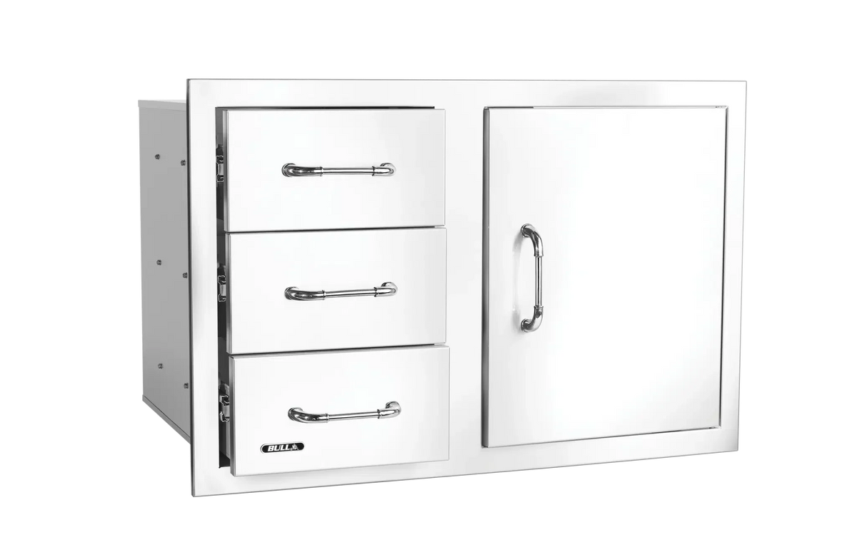 Bull 30″ Stainless Steel 3 Drawer Door Combo with Reveal