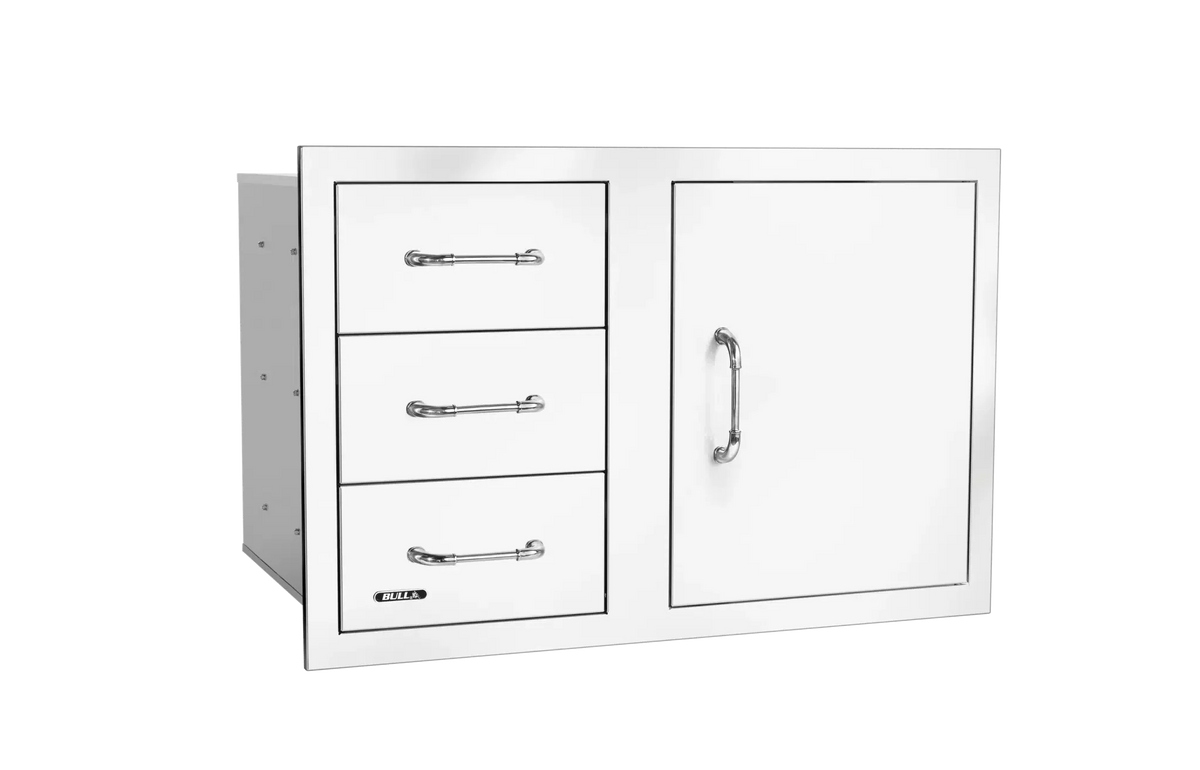 Bull 30″ Stainless Steel 3 Drawer Door Combo with Reveal