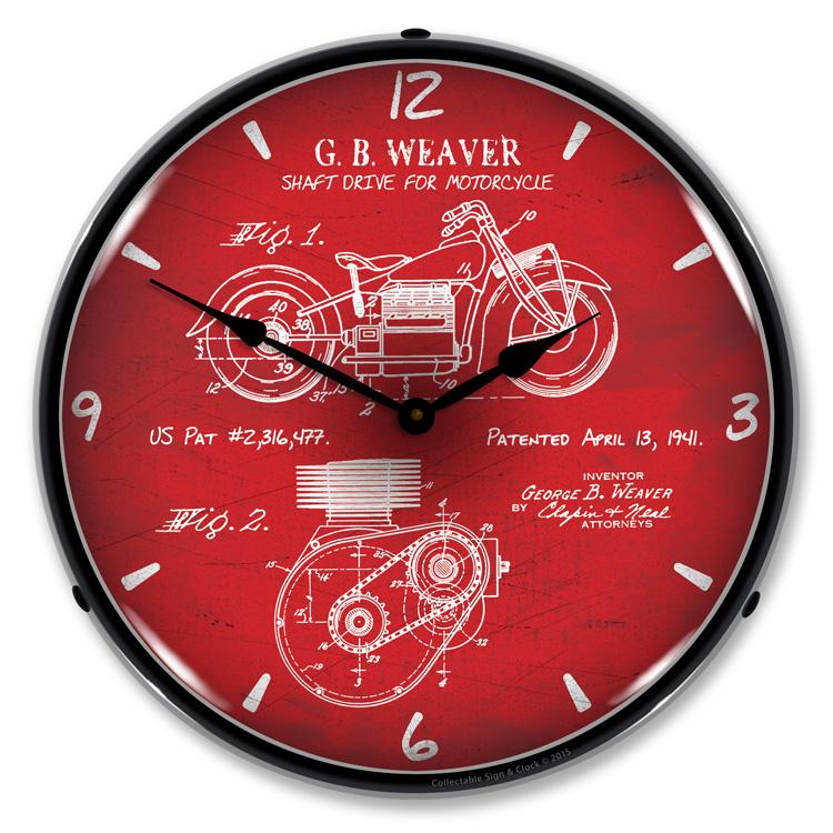 Collectable Sign and Clock - 1941 Indian Motorcycle Patent 