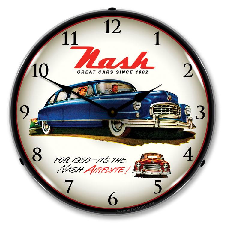 Collectable Sign and Clock - 1950 Nash Clock - Wall Clocks