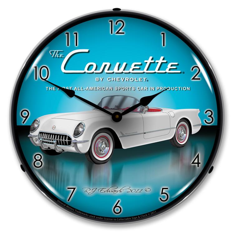 Collectable Sign and Clock - 1953 Corvette Clock - Wall 