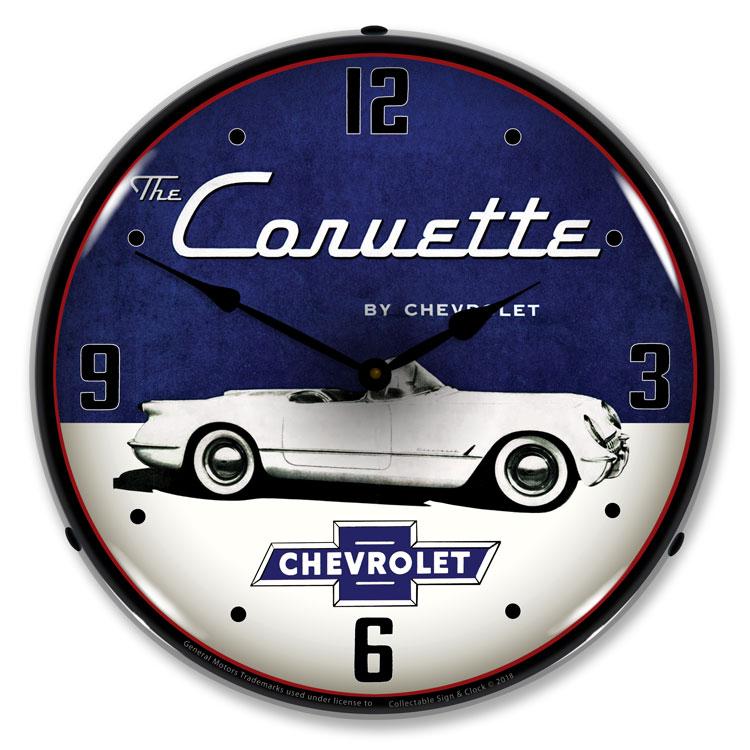 Collectable Sign and Clock - 1954 Corvette Clock - Wall 