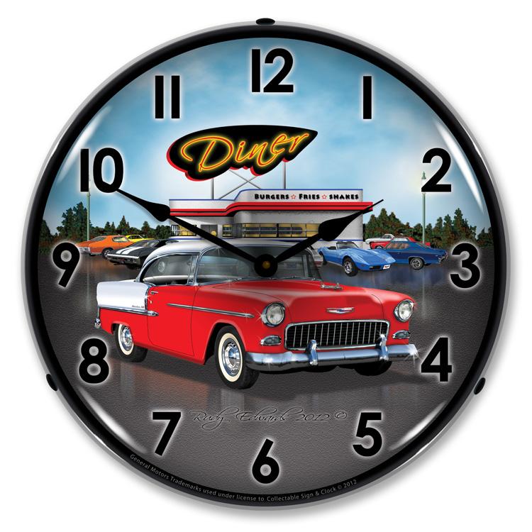 Collectable Sign and Clock - 1955 Bel Air Diner Clock - Wall