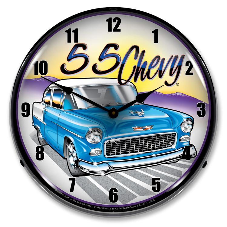 Collectable Sign and Clock - 1955 Chevy Clock - Wall Clocks