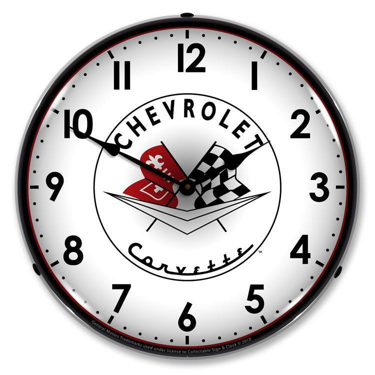 Collectable Sign and Clock - 1956-57 Corvette logo Clock - 