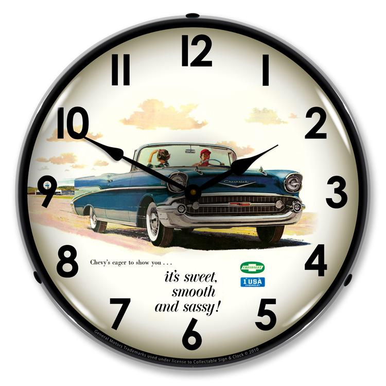 Collectable Sign and Clock - 1957 Bel Air Convertible Clock 