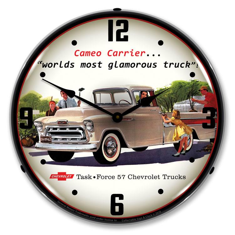 Collectable Sign and Clock - 1957 Chevrolet Cameo Truck 